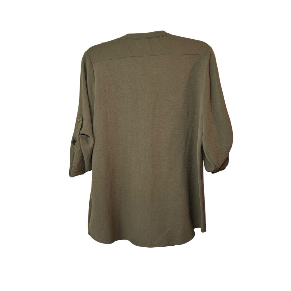 Calvin Klein Olive Green Utility Button-Up Shirt with Silver Buttons M NWT - Picture 9 of 10